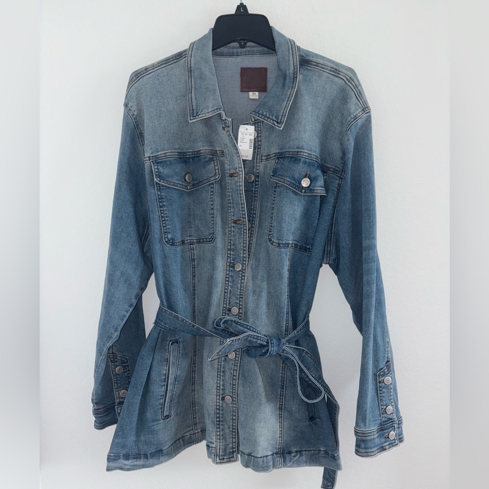 Maurices Belted Denim Trench Jacket NWT Womens 3X - Picture 4 of 10